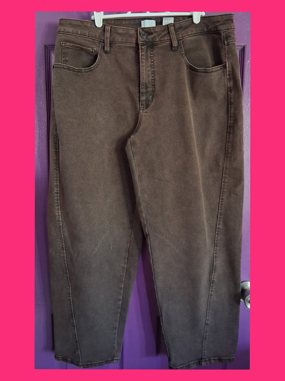 Brown High-Waist Straight Leg Jeans